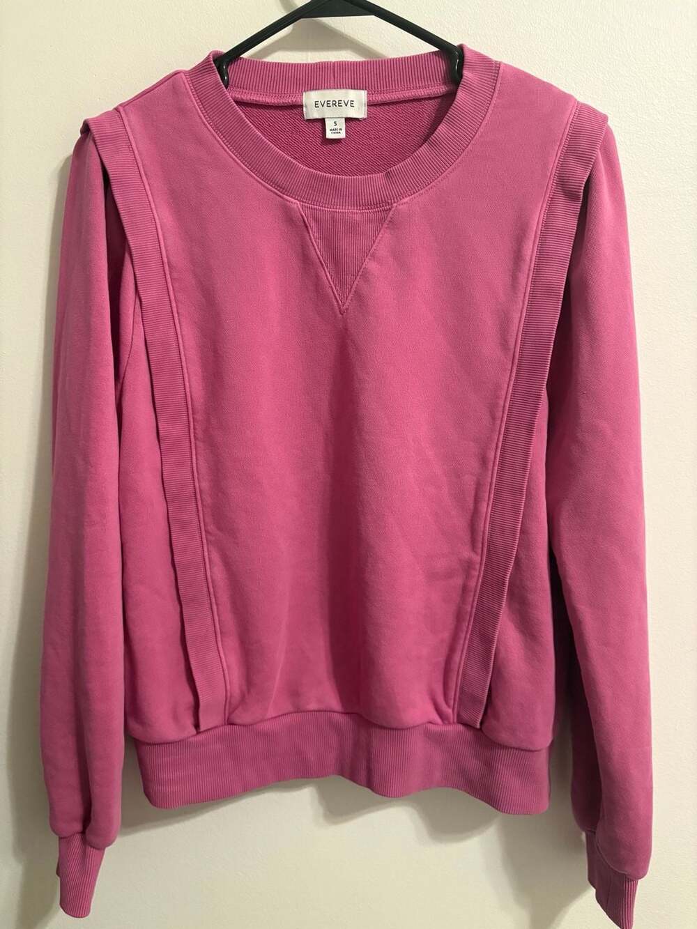 Evereve Ruth Structured Crewneck Sweatshirt Pink Size Small - Picture 2 of 6